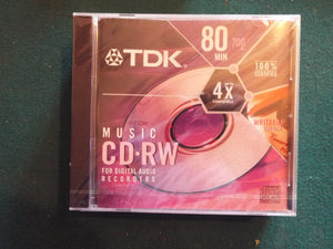 TDK CD/RW 80 Minute Blank  Selling in units of one. Multiple available.
